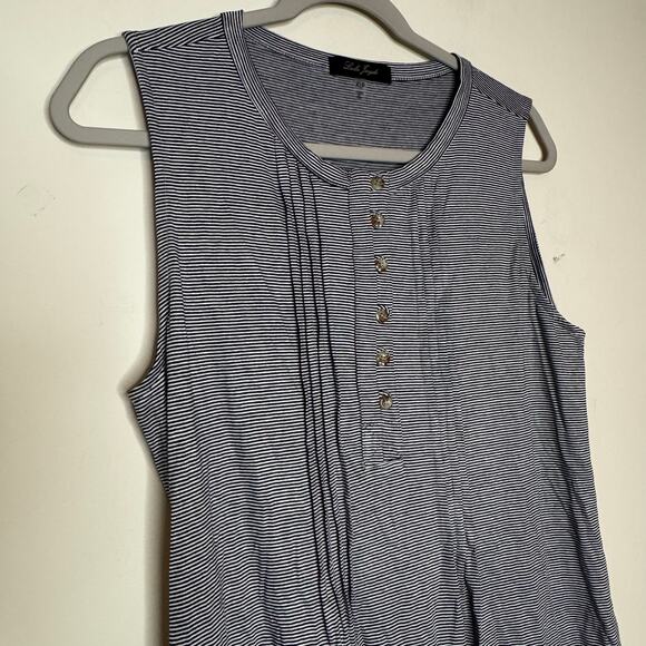 Laila Jayde Sleeveless Mini Shift Dress Gray White Stripe NWT Size XLP - Picture 3 of 8